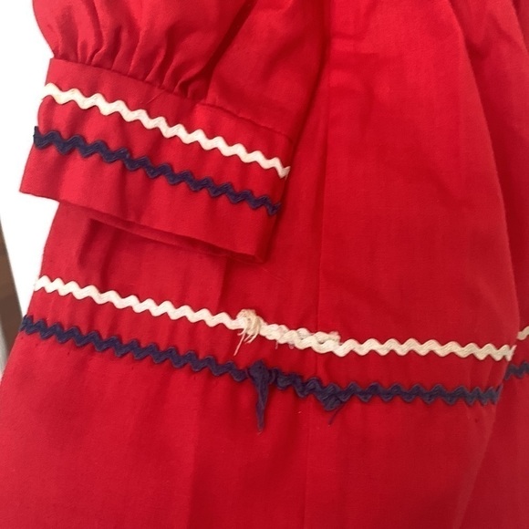 VINTAGE Red Rick Rack Embroidered Smocked Toddler Holiday Dress - Picture 3 of 7